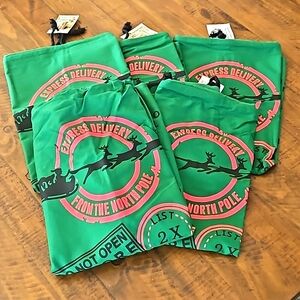 🔥 SET OF 5 BRAND NEW - Christmas 🎄 Present Lg Holiday Cotton Bags (19" x 26")